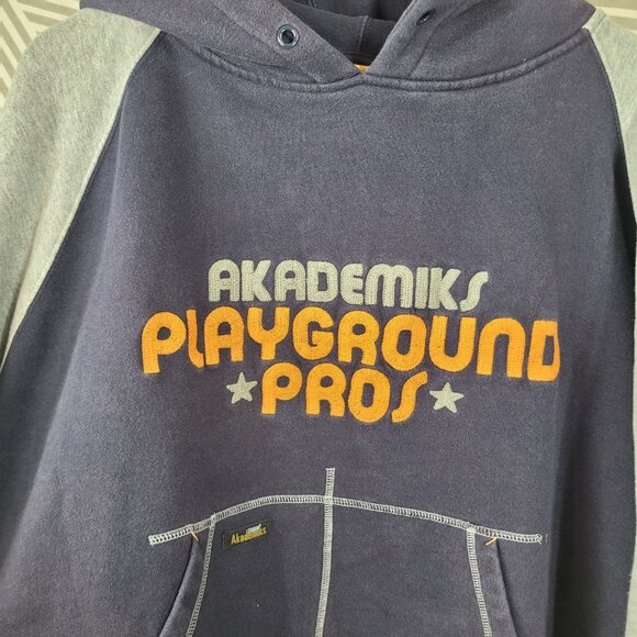 Vtg Akademiks Hoodie Men XXL Heavy Fleece Y2K Hip Hop 90s 1/4 Sweatshirt Navy - Picture 2 of 6